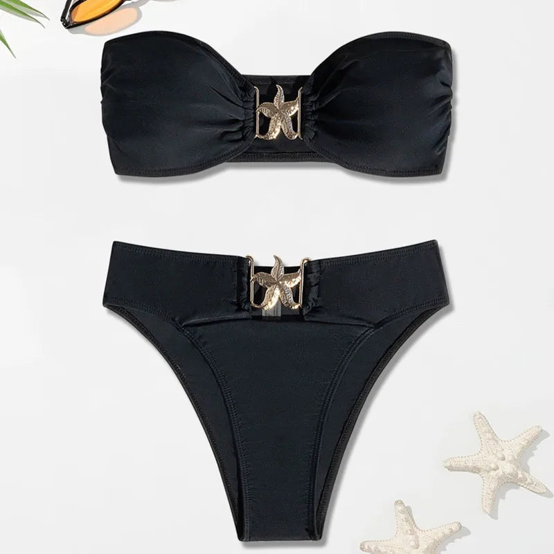 Women’s Black Brazilian Bikini – Push‑Up Two‑Piece Swimsuit, Sexy Summer Beachwear SetSexy Black Bikinis Women's Swimwear Female Swimsuit For Swimming Wear Bathing Suits Brazilian Bikini Set Beachwear Pool Bather