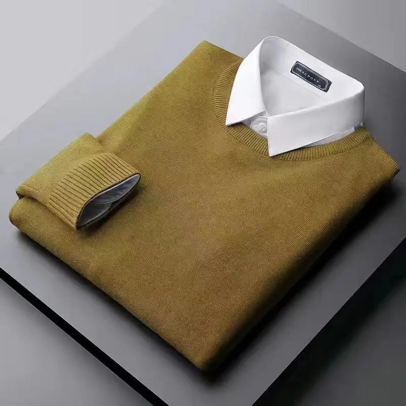 Autumn Winter Slim Fit Fake Two‑Piece Sweater