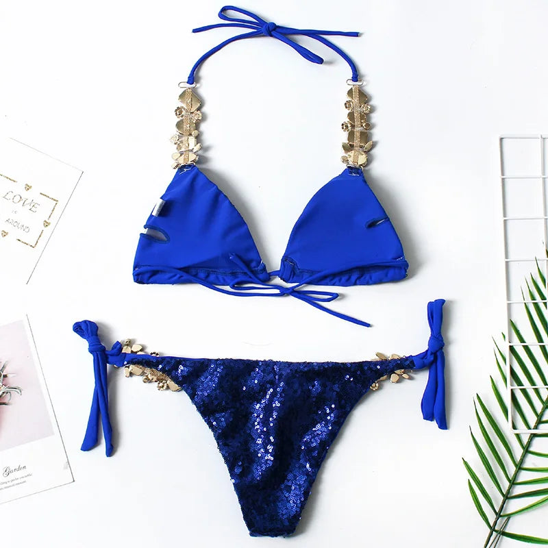 Shiny Sequins Rhinestone Diamond Bikini