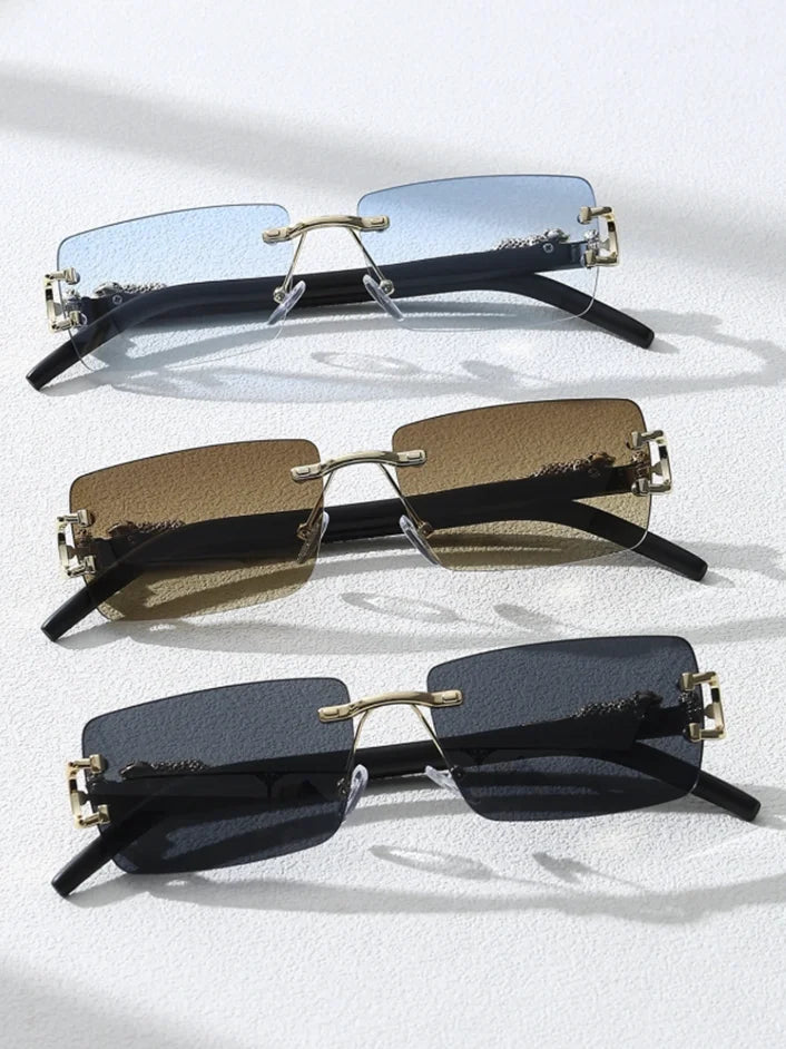 1/2/3 PCS Fashionable Trendy Frameless Rectangular Personalized Sunglasses For Daily Life