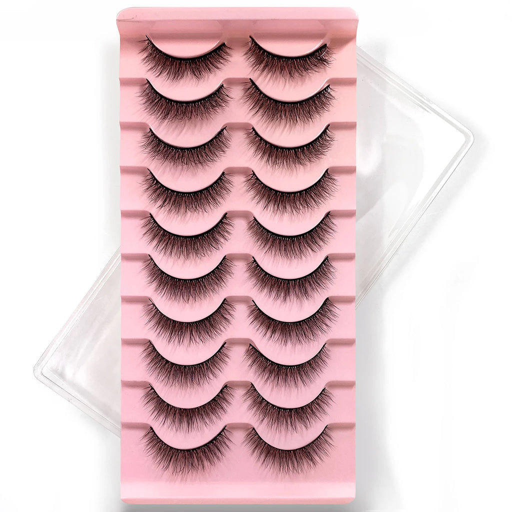 10Pairs Multipack 3D Mink Lashes False Eyelashes Handmade Wispy Fluffy Long Lashes Natural Eye Makeup Tools Eye Lashes H13 E08