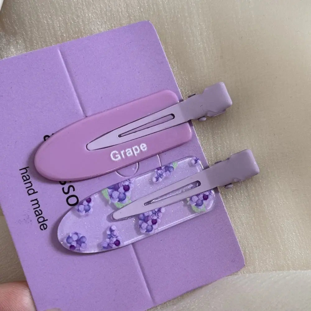 Geometry Traceless Hairpin Cute Cherry Bangs Clip Fruit Hairpin Duckbill Clip Korean Style Makeup Hair Clip Kids