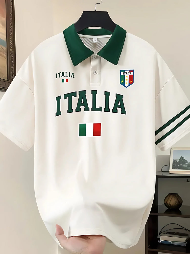 2026 Summer Men's Polo Shirt with Letter Print Breathable Lightweight Casual Fashionable Outdoor Men's Clothing