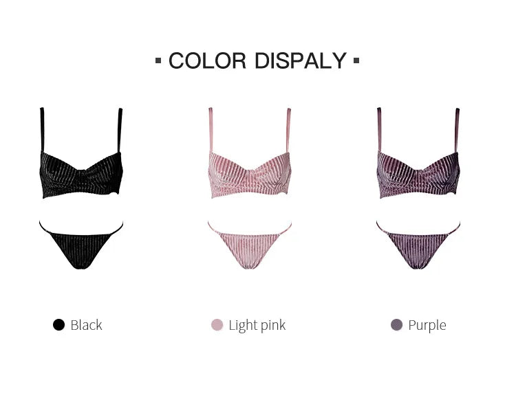 V‑Shape Underwire Ribbed Bra & Brief/Thong Set