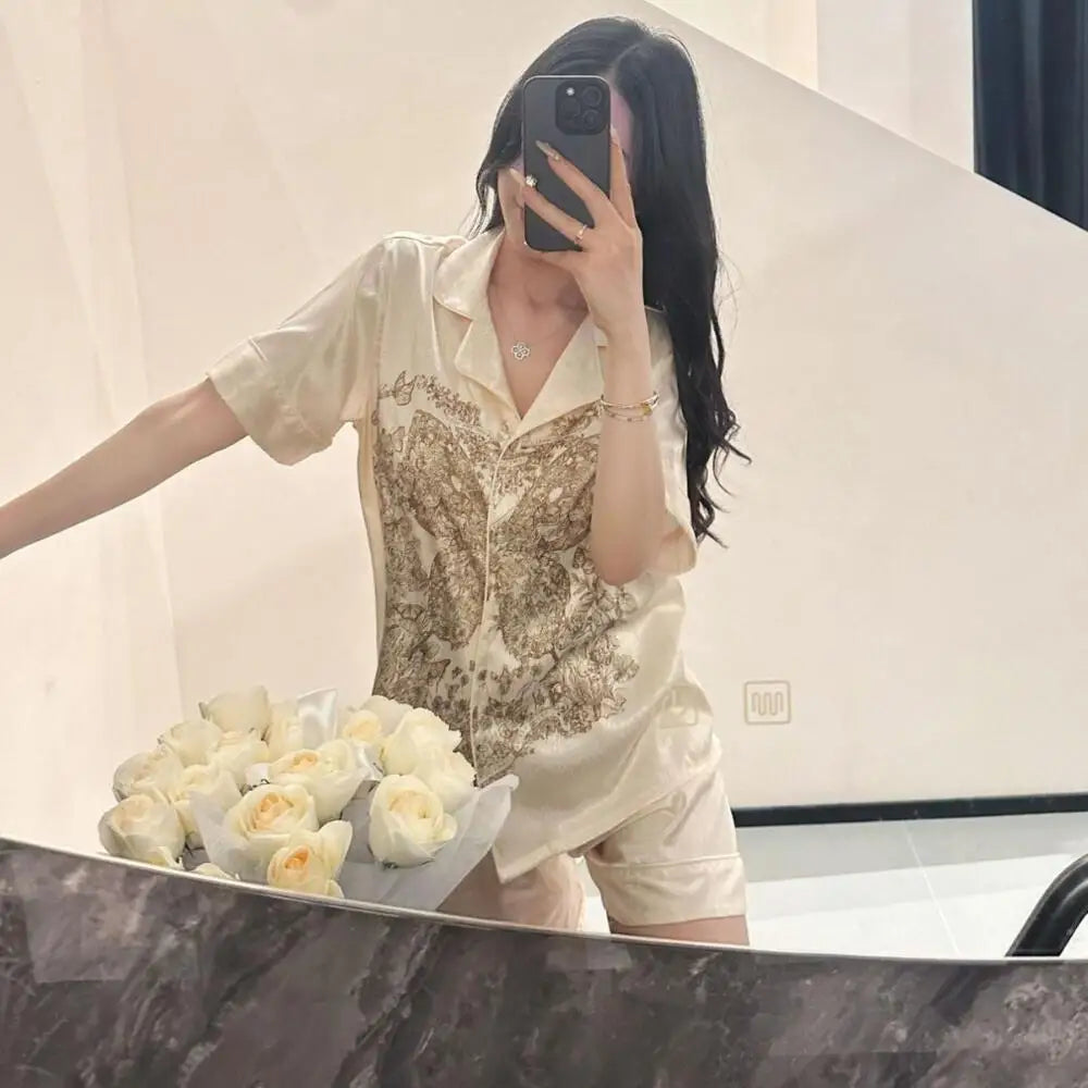 Butterfly Ice Silk Pajama Set