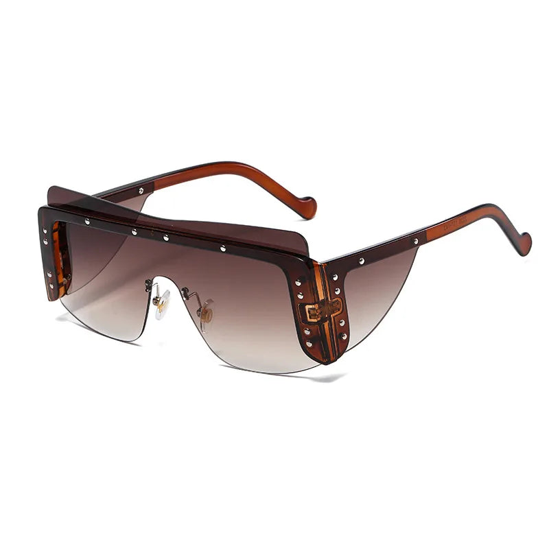 Rimless Square Sunglasses Women Oversized Luxury Brand Mirror Pink Shades Sunglasses Men Trend Female Eyewear Glasses Oculos