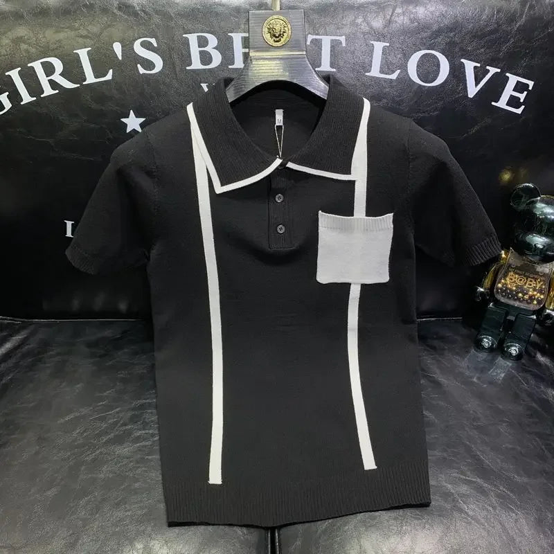 Knitted Short‑Sleeve Polo Shirt