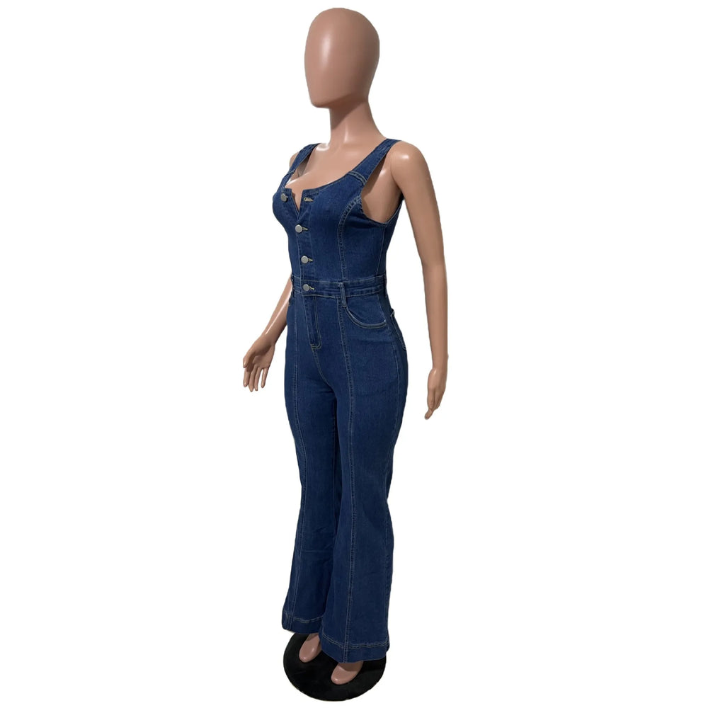 Women’s Vintage Denim Overalls Jumpsuit