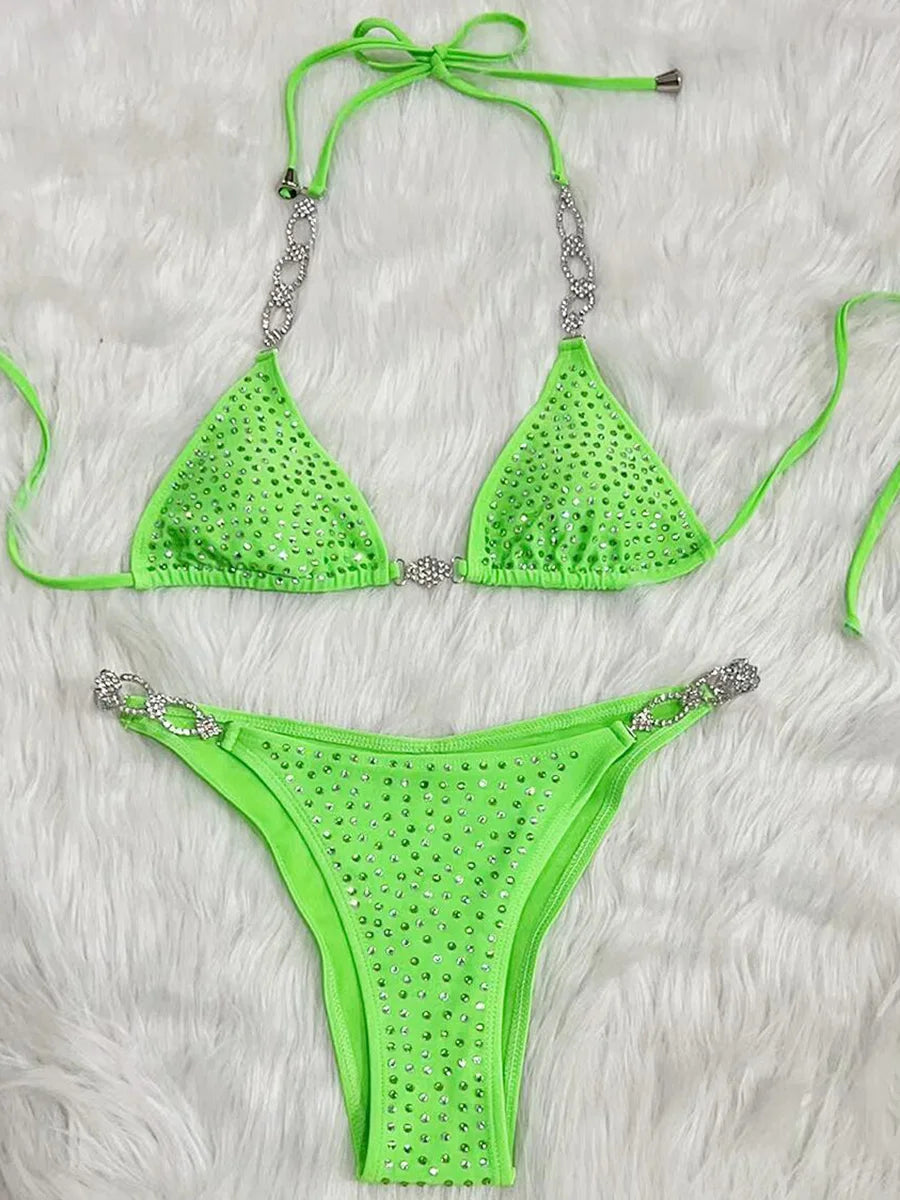Shiny Sequin Rhinestone Bikini