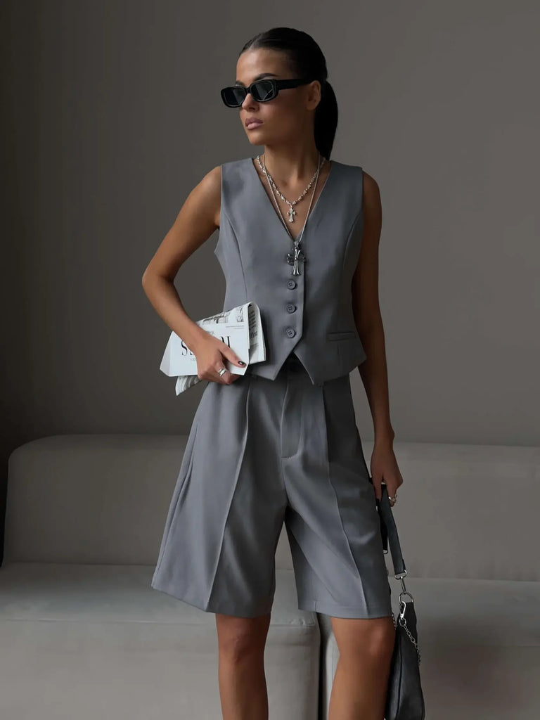 Wolfeel Women’s Summer Chic Vest & Shorts Suit