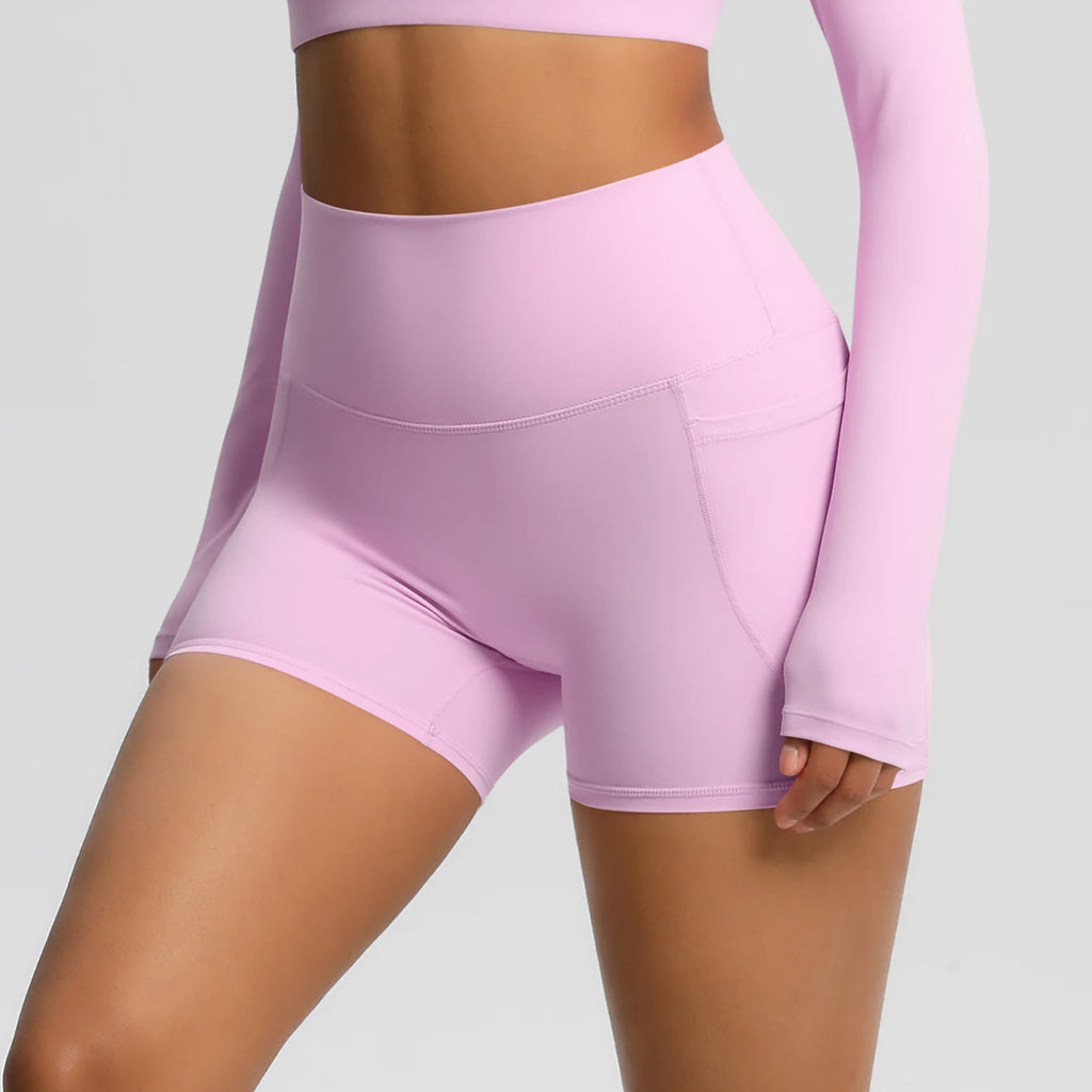 Women’s Seamless High Waist Sports Shorts with Pockets