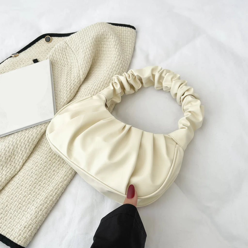 HOMEFISH Fashion Pleated PU Cloud Handlebags for Women Leisure Armpit Shoulder Bags Dumpling Handbag Female Shopping Hand Bags