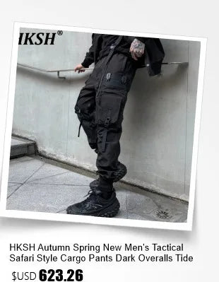 HKSH Spring Summer New Men's Tide Streetwear Cotton Solid Color Loose RO Style Short Sleeves Large Tees Chic Dark T-shirt HK2008