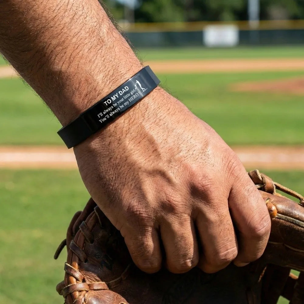 Inspirational Quote Bracelet for Father – Stainless Steel Adjustable Wristband Gift for Men