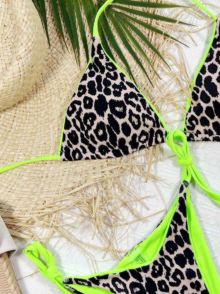 Women’s 2025 Leopard Micro Bikini – Brazilian Thong Halter Lace‑Up Swimsuit, Sexy Two‑Piece BeachwearSexy Leopard Micro Bikini 2025 Women Swimsuit Female Swimwear Thong Bikinis Set Brazilian Halter Beach Wear Lace Up Bathing Suit