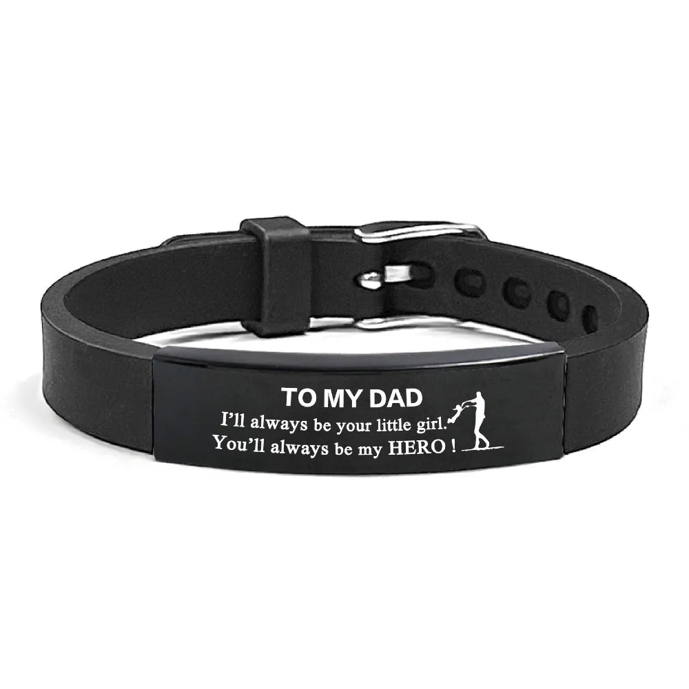 Inspirational Quote Bracelet for Father – Stainless Steel Adjustable Wristband Gift for Men