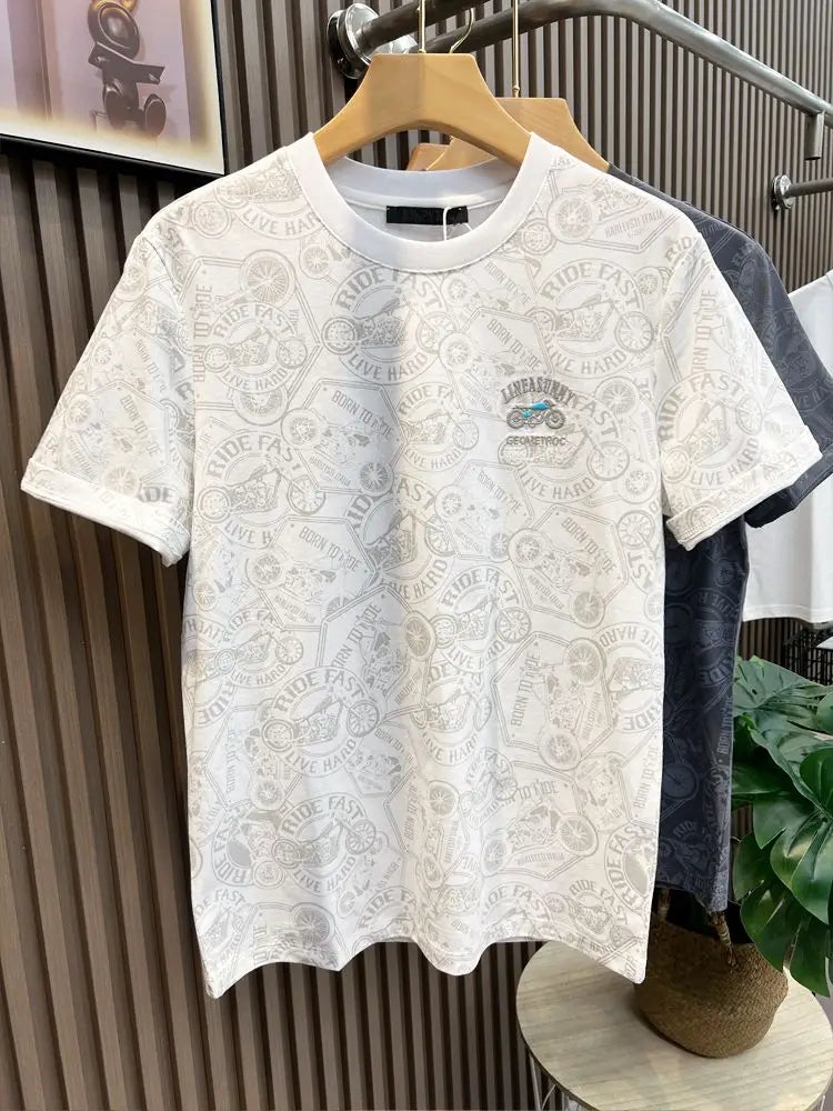 Embroidered Black Graphic T‑Shirt