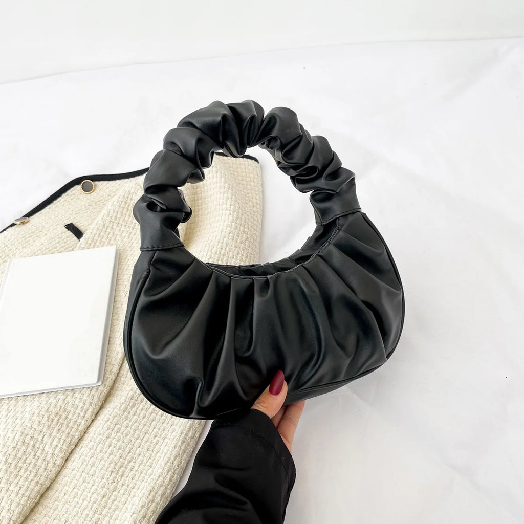 HOMEFISH Fashion Pleated PU Cloud Handlebags for Women Leisure Armpit Shoulder Bags Dumpling Handbag Female Shopping Hand Bags