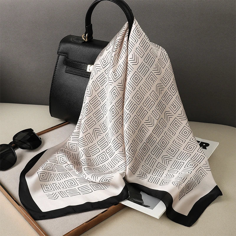 Luxury Brand Square Silk Scarf Women Hairband Design Printed Small Satin Shawls Foulard Neckerchief Female Headbands Bandana