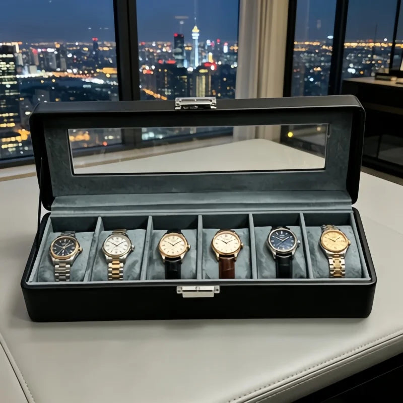 6‑Slot Lockable Watch Box Set – The Perfect Father’s Day & Birthday Gift for Dad or Husband