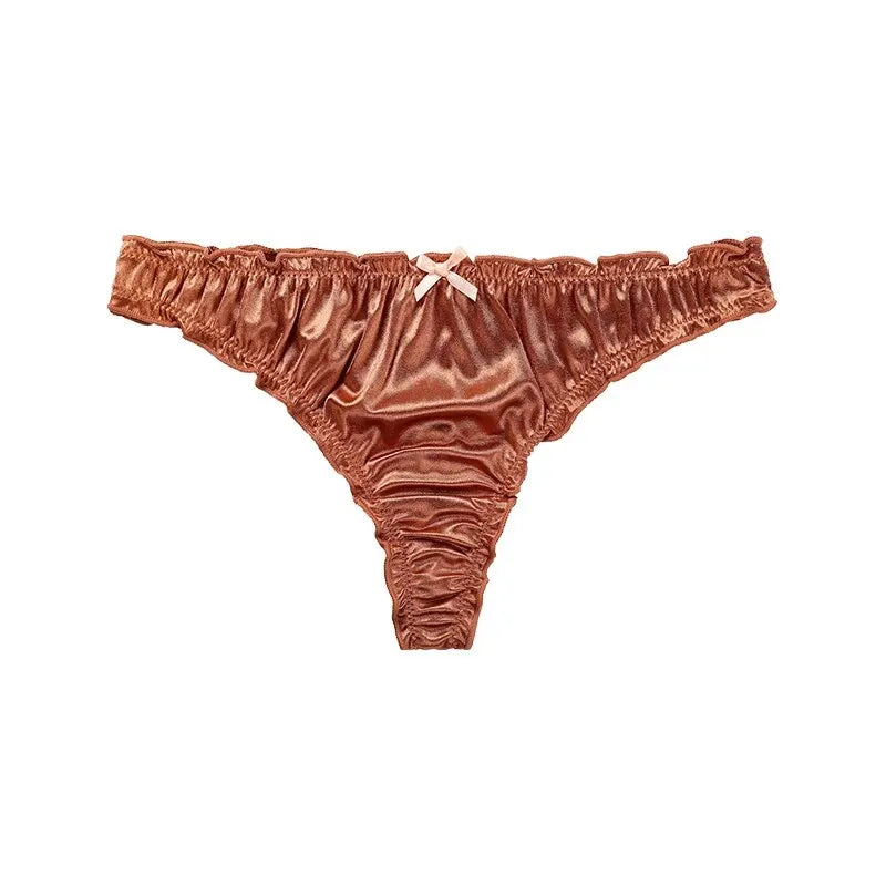 Frill‑Trim Satin Ice‑Silk Seamless Panties