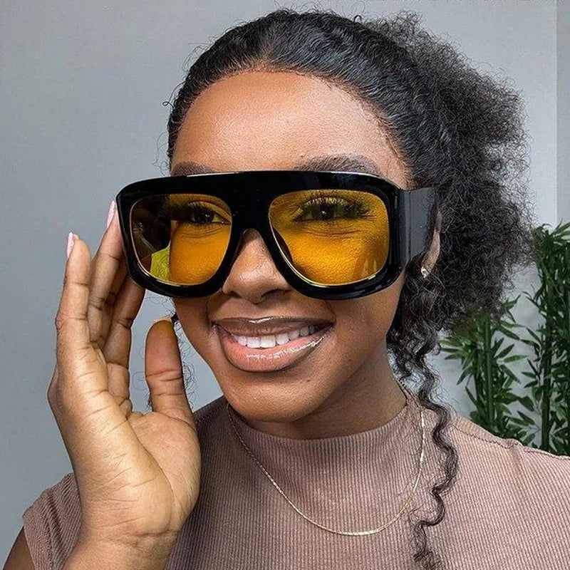 Vintage Exaggerated Square Sunglasses — Unisex Retro Rectangle Eyewear for Women & Men