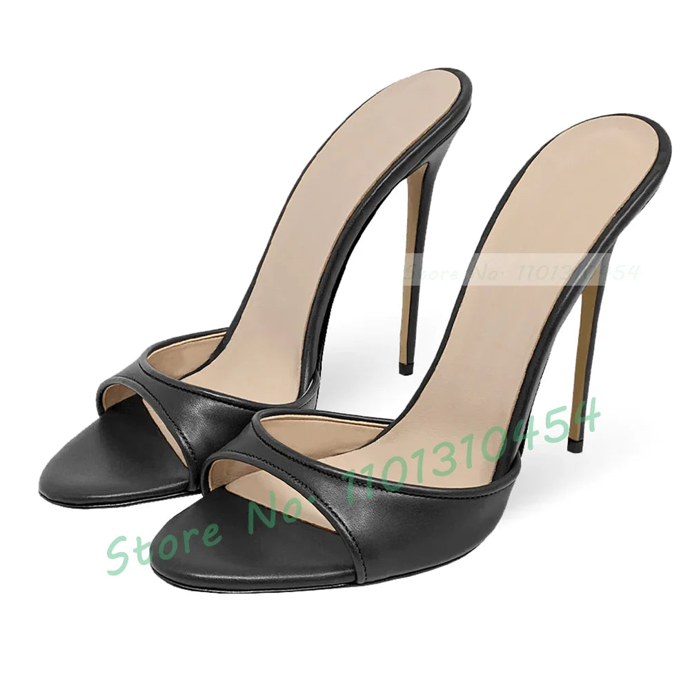 Snake‑Print Open‑Toe Stiletto Slides