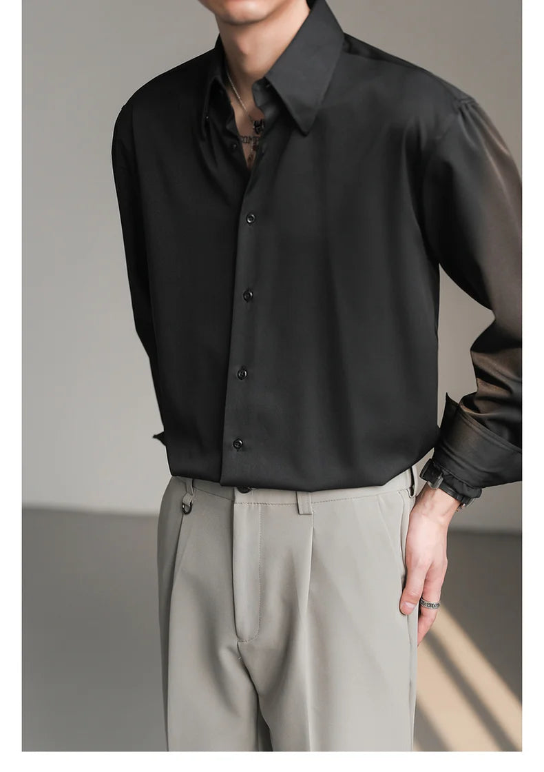 Korean Loose Ice‑Silk Shirt