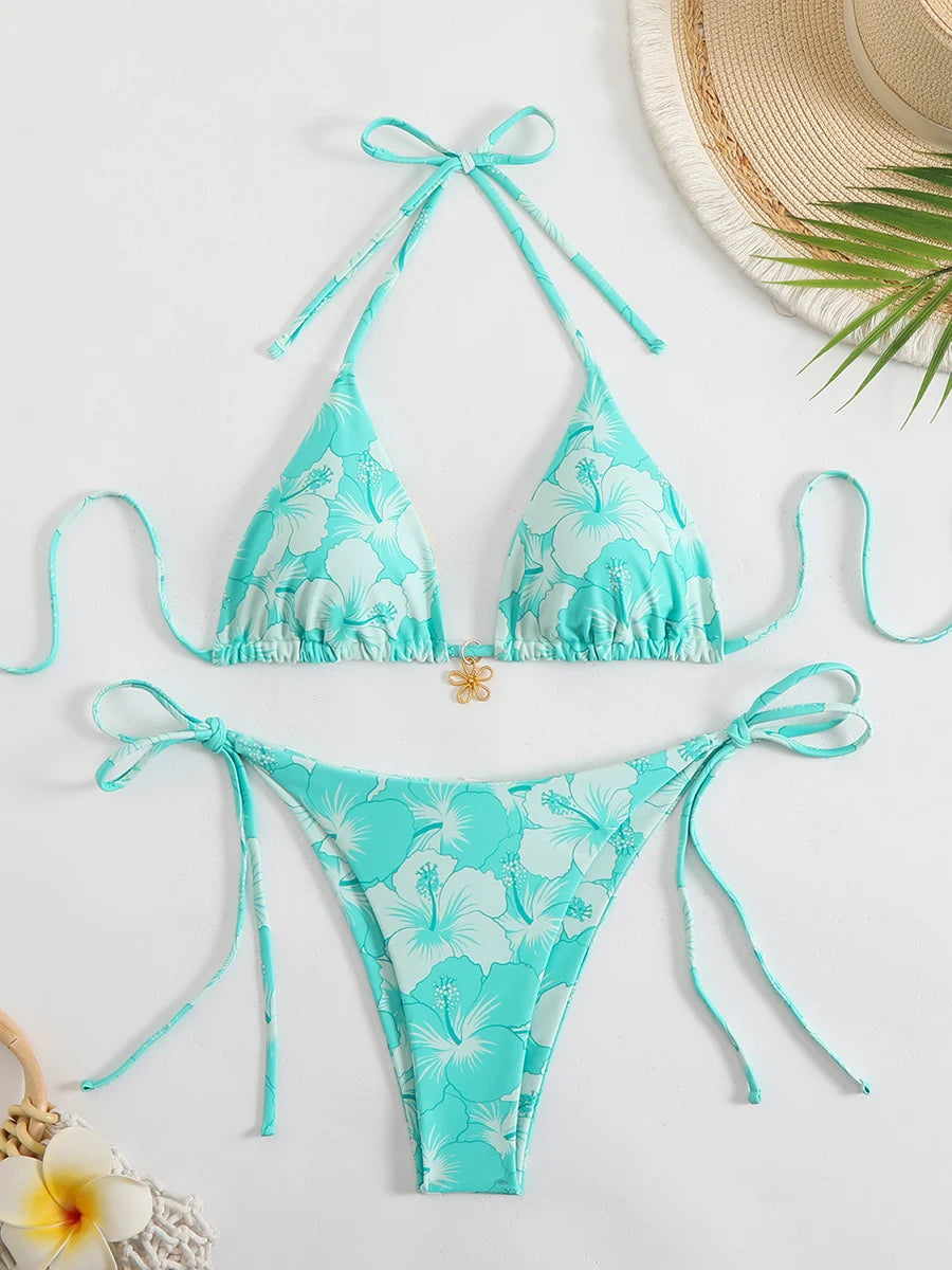 Trendy Two‑Piece Thong Swimsuit