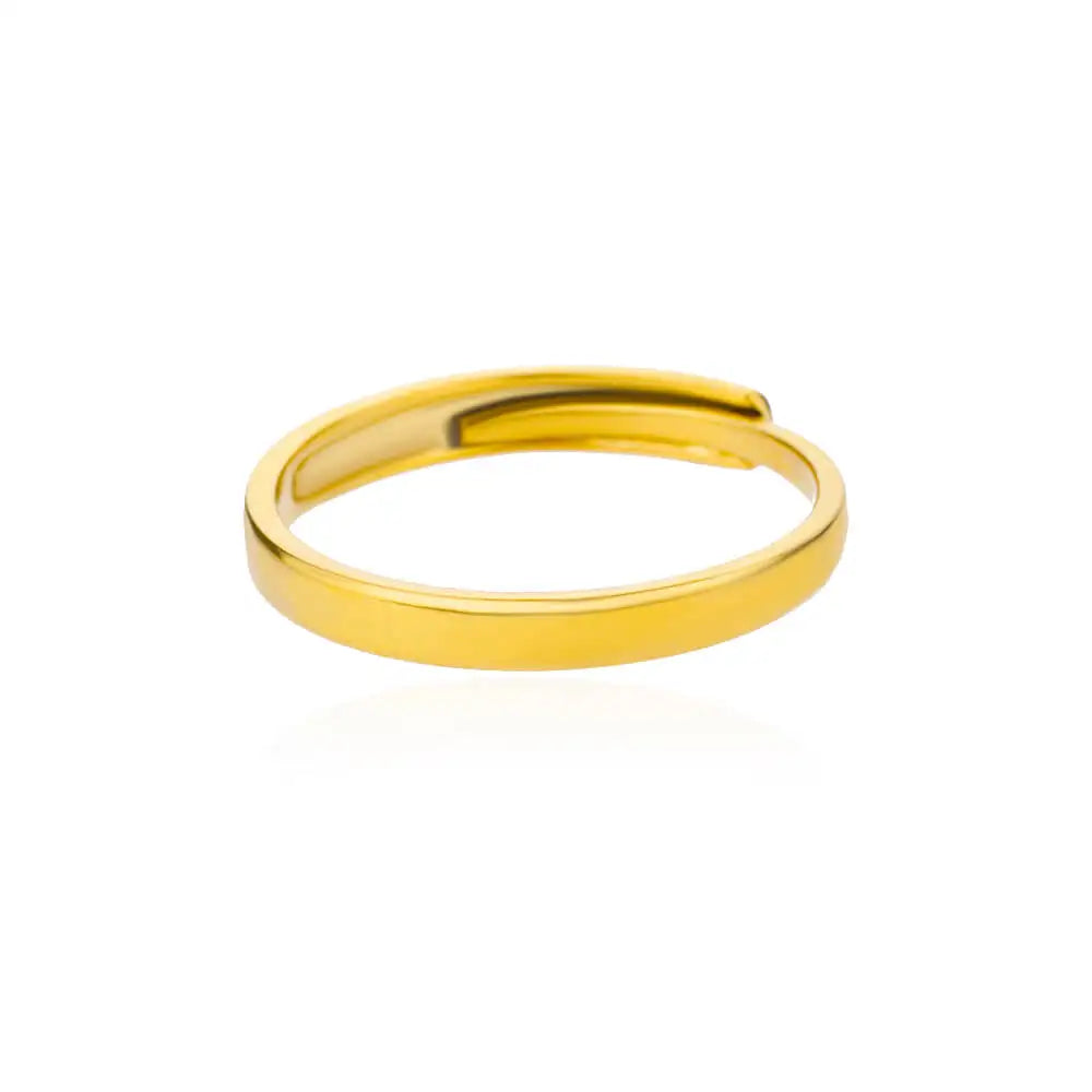 Minimalist Textured Stainless Steel Geometric Rings – Gold Open Adjustable Couple Ring for Women & Men