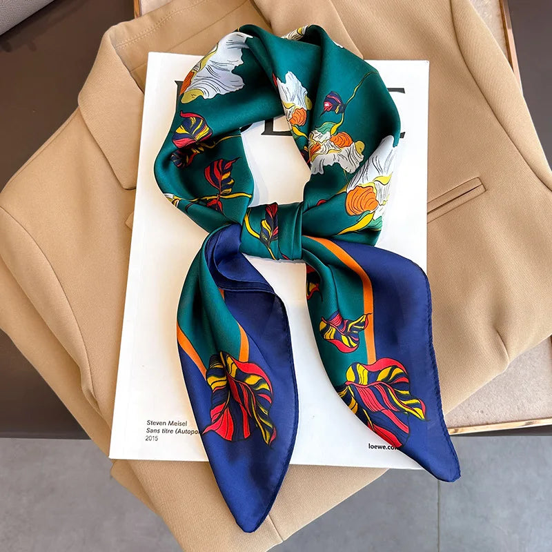 Fashion Scarves for Women Shawl Print Silk Satin Hijab Scarf Female Bandana 70*70cm Luxury Brand Square Shawls Scarfs For Ladies