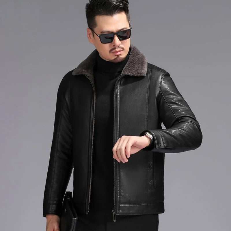 Genuine Sheepskin Leather Fur Jacket