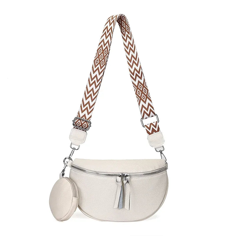 Luxury Genuine Leather Woman Chest Bag High Quality Cow Leather Women's Crossbody Bag With Small Purse Female Handbags Waist Bag