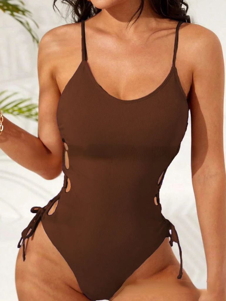 Women’s 2024 Hollow‑Out One‑Piece Swimsuit – Sexy Micro Monokini White Summer Beachwear