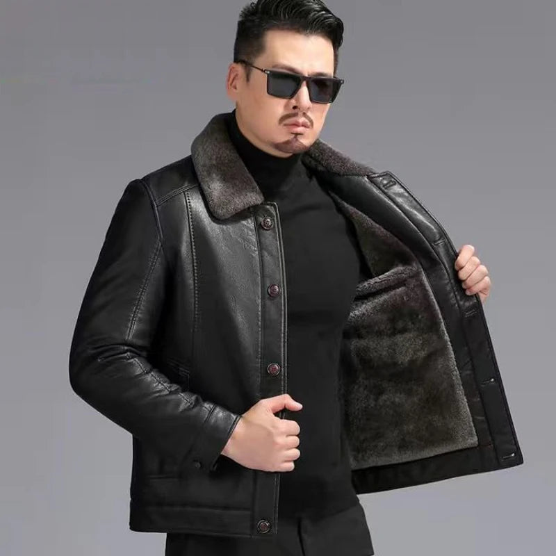 Genuine Sheepskin Leather Fur Jacket
