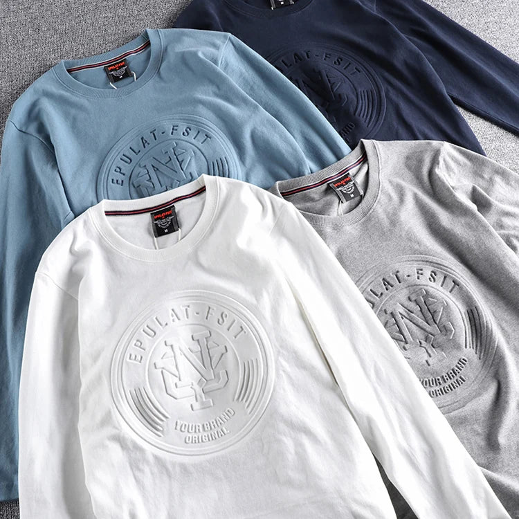 American Retro 3D Letter Long‑Sleeve T‑Shirt