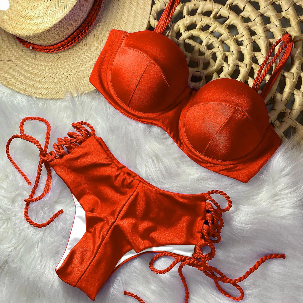 Women’s High‑Waist Underwire Bikini – Push‑Up Two‑Piece Swimsuit, Summer Beachwear SetUnderwire Bikini Swimsuit High Waist Swimwear for Women Push Up Two Piece Bathing Suits Push Up Summer Female