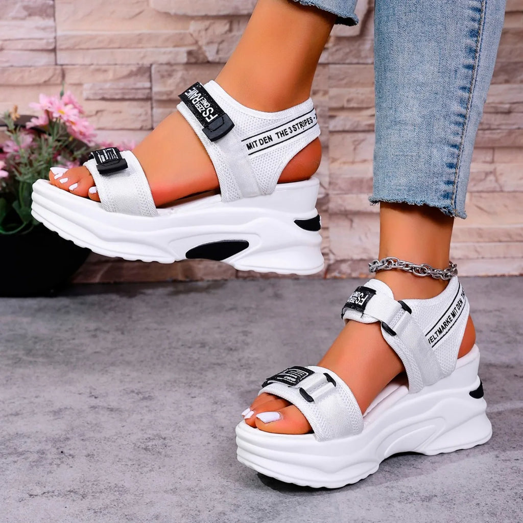 Women’s Platform Wedge Sandals — Lightweight Velcro Beach Sandals Zapatos De Mujer
