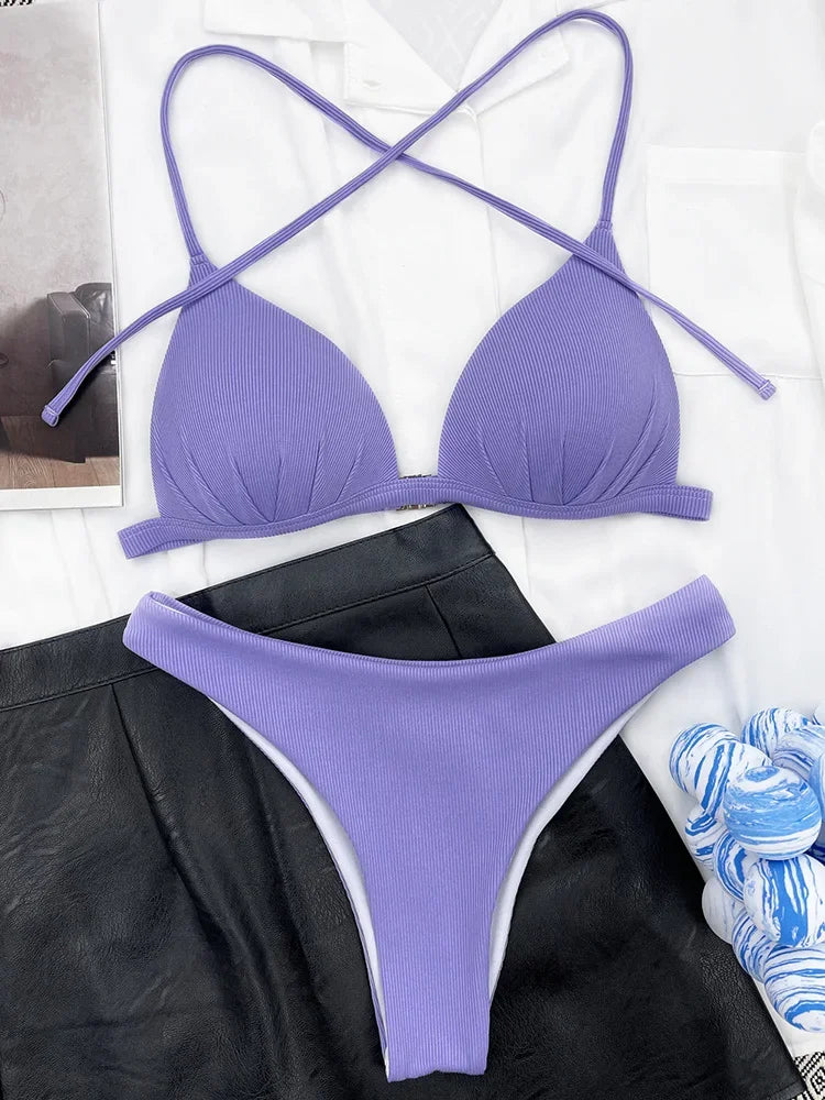 Halter Bra‑Cup Push‑Up Bikini