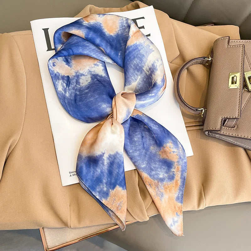 Luxury Brand Square Silk Scarf Women Hairband Design Printed Small Satin Shawls Foulard Neckerchief Female Headbands Bandana