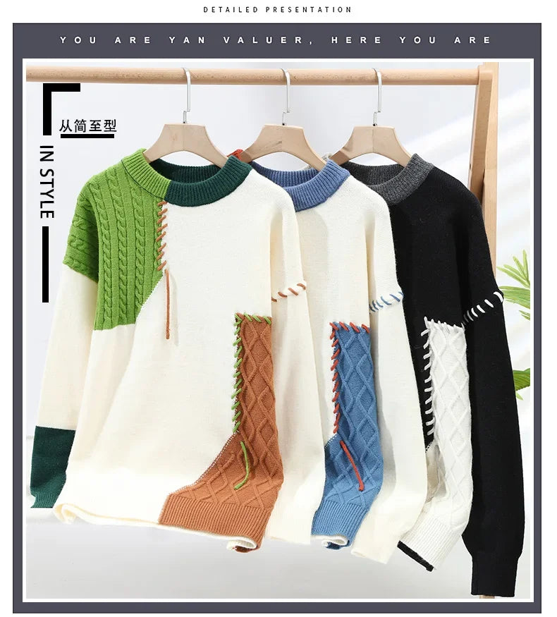 Men’s Patchwork High‑Street Sweater