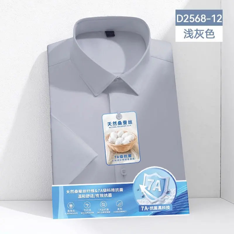 Mulberry Silk Wrinkle‑Resistant White Shirt