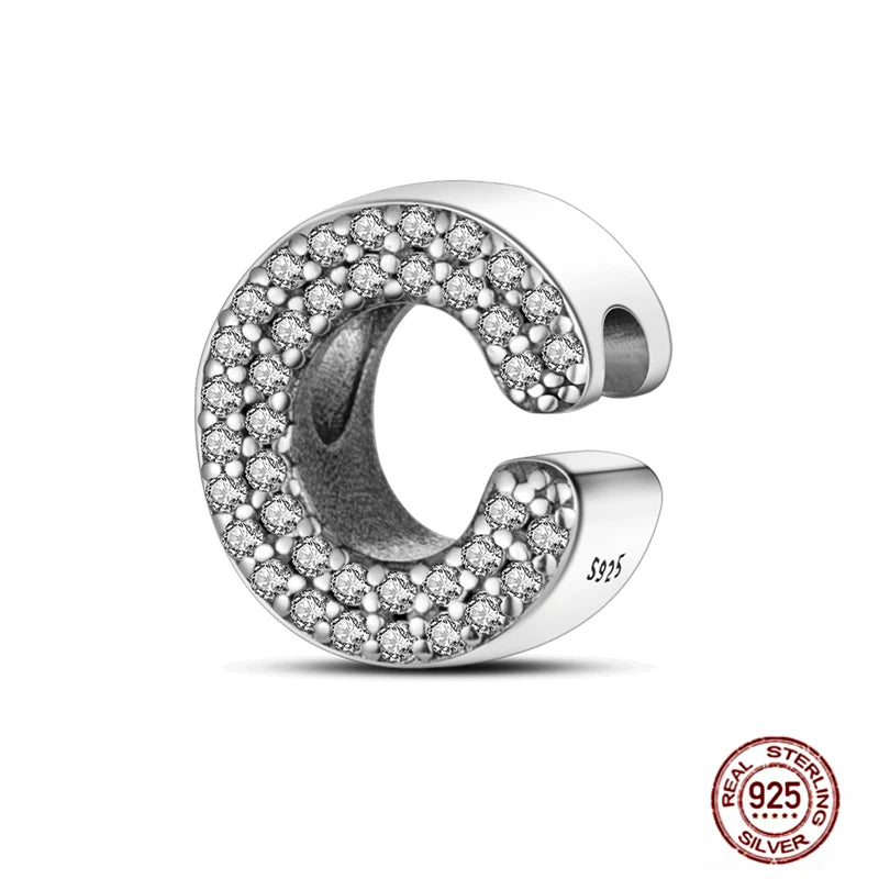 Fit Pendant Original Bracelets Charms Plata De Ley 925 Silver 26 A-Z Alphabet Letters Charm Beads For Women DIY Birthday Jewelry