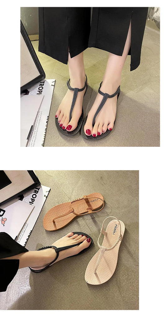Women’s Bohemian Flat Sandals — Summer Clip‑Toe Flip Flops Casual Comfort Beach Shoes