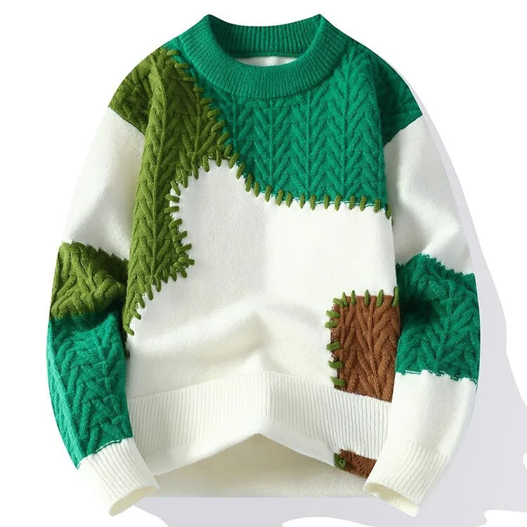 Men’s O‑Neck Splicing Sweater