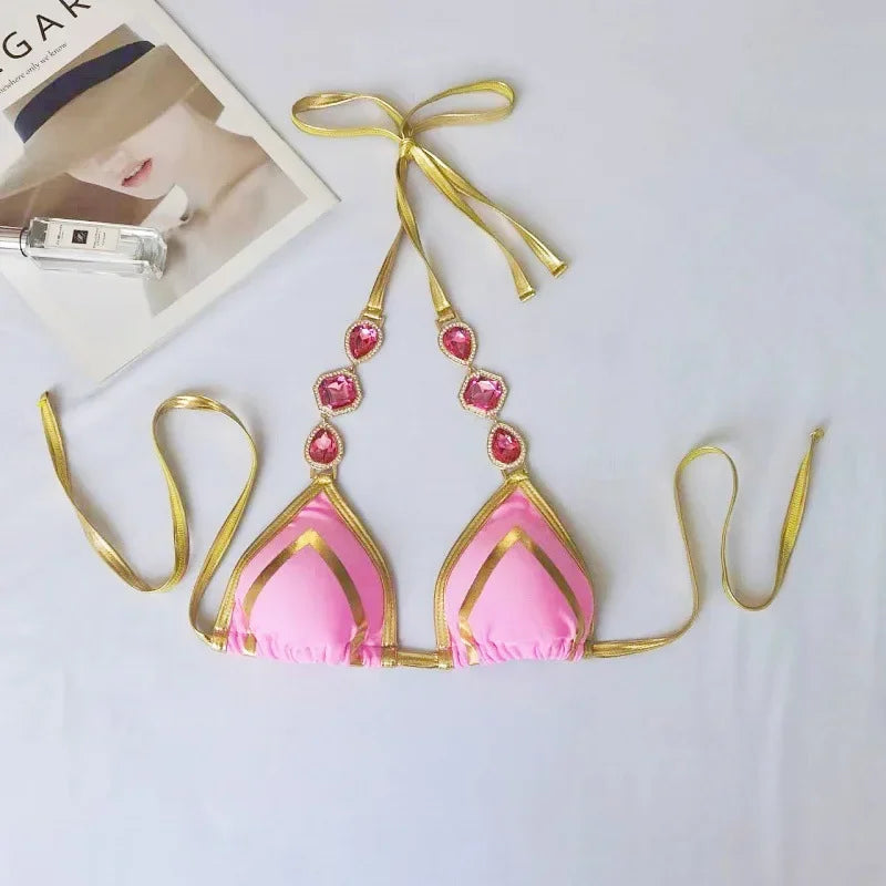 Halter Crystal Rhinestone Bikini