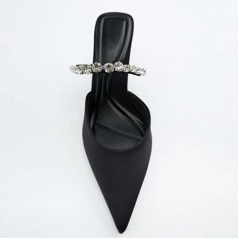 Women’s Rhinestone Slingback Heels – Elegant 2023 Party Pumps & Modern Mule Sandals