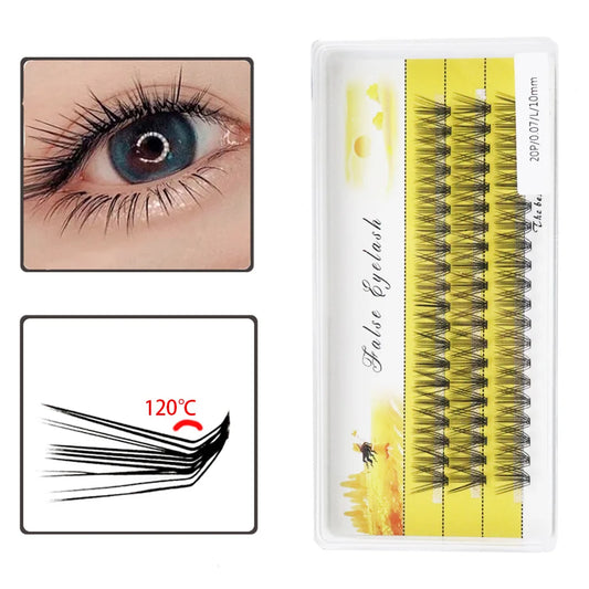 20D L‑Type Cluster Eyelash Extensions – 3D Natural Russian Volume Fans (60 Bundles per Box)