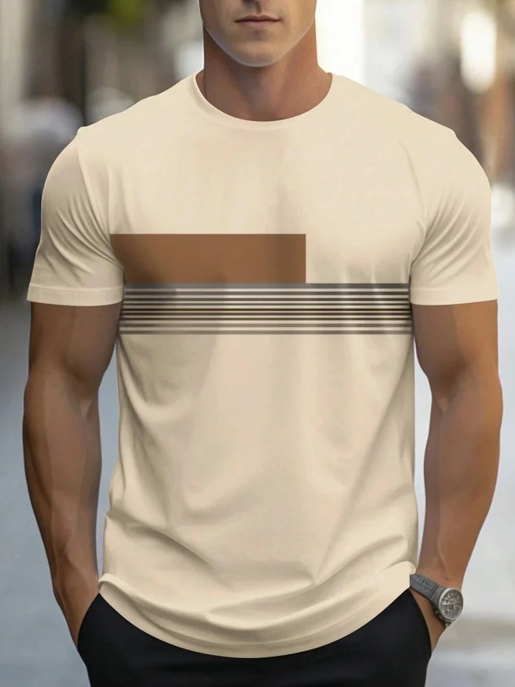 Men’s Oversized Letter‑Print T‑Shirt – Summer Loose Fit Sports Casual Short Sleeve Top