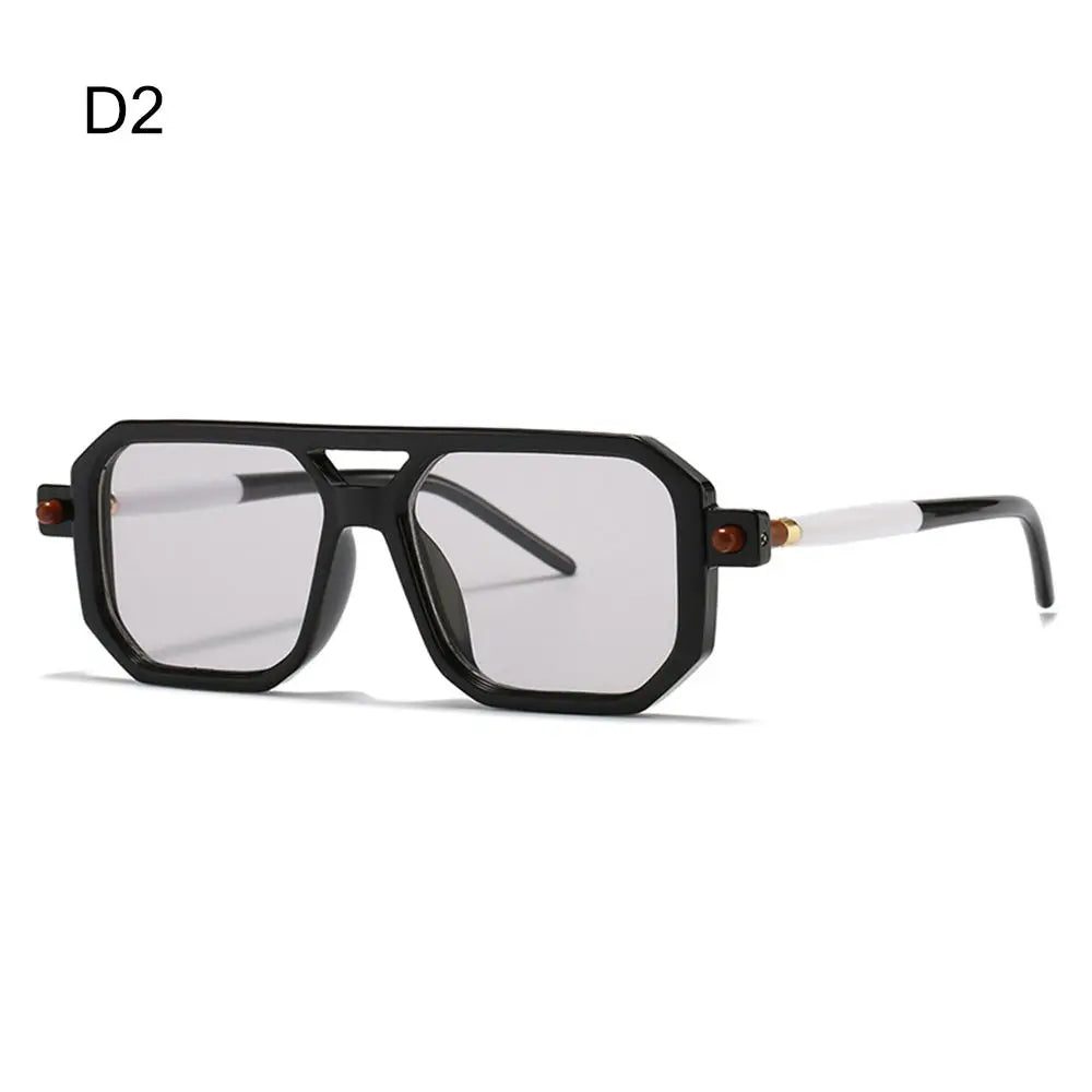 Retro Double Bridge Women Sunglasses Fashion Leopard Irregular Square Sun Glasses Men Trendy Street Wear Shades UV400 Eyewear